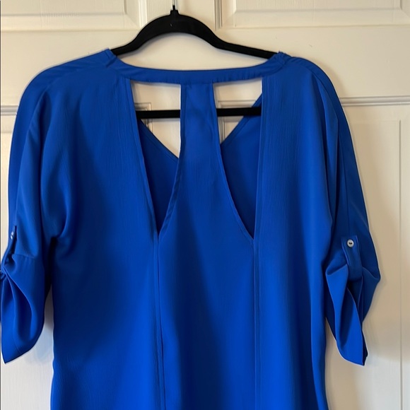 Love Riche Blue Blouse with V-neck and Relaxed Fit - Picture 5 of 8